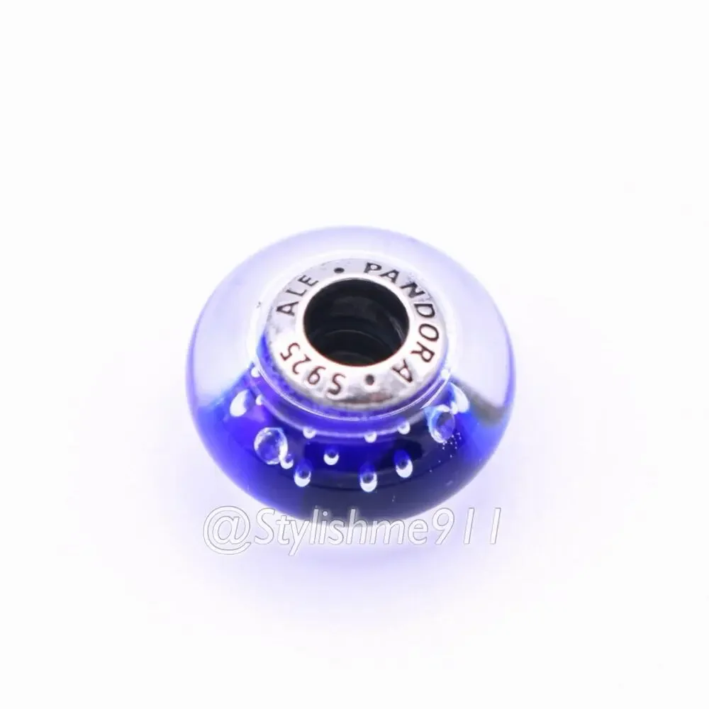 Authentic PANDORA Dark Blue Effervescence Glass Charm